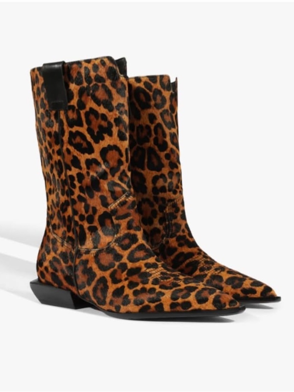 Schultz Leopard Print western pony hair boots